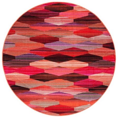 Safavieh 6 ft.-7 in. x 6 ft.-7 in. Montage Power Loomed Round Rug; Red & Fuchsia MTG301Q-7R